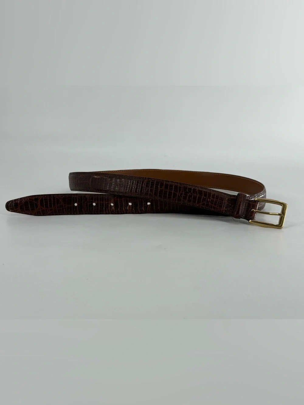 Vintage Croc Embossed‎ Italian Leather Belt 42